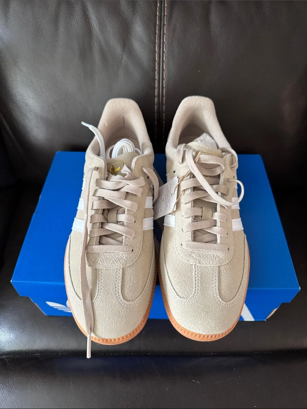 adidas Men’s Beige/Tan Suede Low-Profile Sneakers